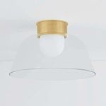 Ceiling view of Lakeside Flush Mount with light off showing opal diffuser under clear glass shade