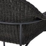 Close-up of sleek straight metal stool leg with matte black finish