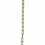 Close-up of gold metal hanging chain links without chandelier visible