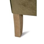 Close-up on natural wood front leg of Madeline Chair showing grain and square tapered shape