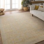 Product Image 10 for Antony Hand-Knotted Floral Yellow / Light Gray Rug 18" x 18" from Jaipur