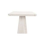 Orlando Dining Table side profile emphasizing thick tabletop and tapered pedestal base