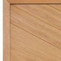 Close-up of framed angled wood pattern and chamfered edge on Margot Natural Oak Credenza door