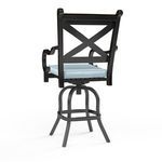 Back view of Monterey Barstool displaying X-shaped backrest and sturdy four-legged base