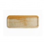 Flat top-down view showcasing warm earthy colors and natural texture of rectangular trenched tray