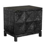 Musashi Walnut 2 Drawer console in three-quarter angle showing textured walnut grain and raised legs