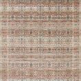 Traditional Saban Sand Rust Rug with intricate floral and geometric polyester pile patterns in warm sand, rust, and blue t...