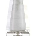 Lower section of Edelmar Lamp showing clear optic crystal square base