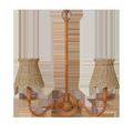Double wall chandelier with woven natural seagrass shades shown from a slightly different angle