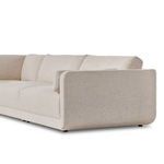 Smooth linear base and armrest edge of Toland sectional viewed from close angle