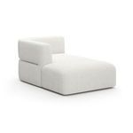 Rhythm Chaise Ivory with smooth curves, low profile, soft textured fabric and metal accents on back