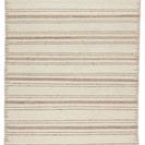 Handmade rectangular modern rug with cream and brown horizontal stripes in a re-invented kilim, shearling style