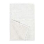 White Belgian linen blend throw blanket with waffle-like textured weave and a soft pre-washed cotton-linen reverse