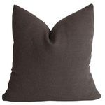 Square dark walnut brown linen pillow cover with a slightly rough, natural texture
