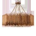 Alternate angle highlighting khaki finish metal frame holding rattan ribs