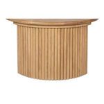 Full front view focusing on the flowing vertical fluted oak detail around table legs