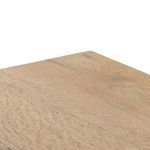 Close-up of end grain detail on rounded edge of console tabletop