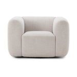 Straight-on front view of chair with balanced symmetrical curves and plush cushioning