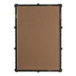 Back view of mirror showing solid brown backing and black frame edges with hanging hardware