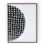 Right diptych panel prominently displayed flat against white wall with walnut frame
