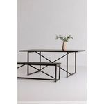 Styled Sierra bench paired with matching dining table in minimalist white room setting
