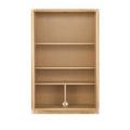 Inside view of cabinet interior showing adjustable shelves and light oak finish