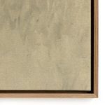 Close-up of bottom corner revealing stitching detail on raw canvas and wood frame joinery