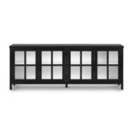 Side view on white background emphasizing rectangular leg design and flat side panel