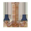Similar two-arm wall sconce showing indigo shades with slightly different lighting and angle