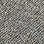 Close-up of the chunky boucle weave texture in neutral gray jute fibers
