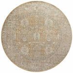 Repeat of round Rosemarie Gold/Sand rug with faded medallion pattern and distressed look