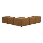 Lowtide sectional angled view from behind emphasizing the modular structure and uniform brown fabric texture