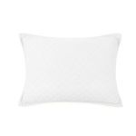 Rectangular pillow with Monaco coverlet diamond quilting and 1-inch flange on white background