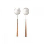 Product Image 1 for Mito Stainless Steel & Wooden Salad Serving Set - Brushed - Wooden Cable from Costa Nova