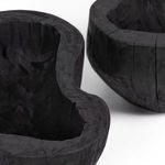 Backward view of larger bowl highlighting deep vertical crack and wood knots