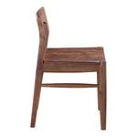 Left side profile highlighting the slightly angled backrest and smooth wooden frame