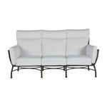 Front view of Majorca Slate Gray Aluminum Sofa showing three white cushion seats and backrests