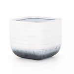 Squared concrete planter with grey ombre finish from white to dark grey at the base