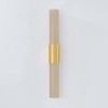 Somersville Wall Sconce with light bronze etched glass and sleek gold metal center band, tubular bullnose shape
