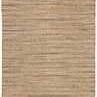 Full rectangular natural tan and navy rug laid flat with subtle horizontal stripe pattern