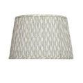 Front view of green and white patterned lampshade with tapered design