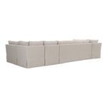 Rear view showing straight, clean-lined slipcover with inverted pleats fully covering the frame