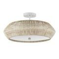 Side angle showing overall form and how rattan shade tapers evenly around diffuser