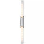 Pylon 2 Light LED wall sconce with long bevel-cut fluted and etched glass diffuser in smooth clear exterior and polished m...
