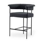 Carrie Fiqa stool angled right with textured slate boucle seat and open yoke backrest