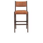 Front view of leather counter stool showing straight legs and square footrest