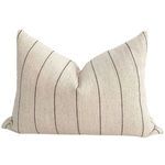 Rectangular antique stripe brown pillow cover with textured fabric and thin vertical dark stripes