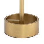 Close-up of gold circular base tray with vertical support post center on Myles Accent Table Large