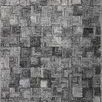 Prescott Silver Rug with tone-on-tone geometric squares in varying silver and gray shades with high-low pile texture