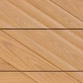 Close-up on drawer fronts focusing on diagonal matching oak grain and chamfered edges